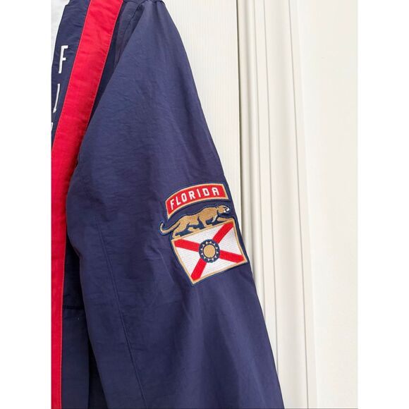 The Wild Collective NHL Navy Florida Panthers Zip Front Racing Jacket XS NWT - Picture 4 of 6